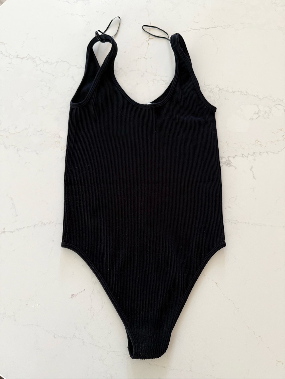 Zara Black Ribbed One-Piece Bodysuit